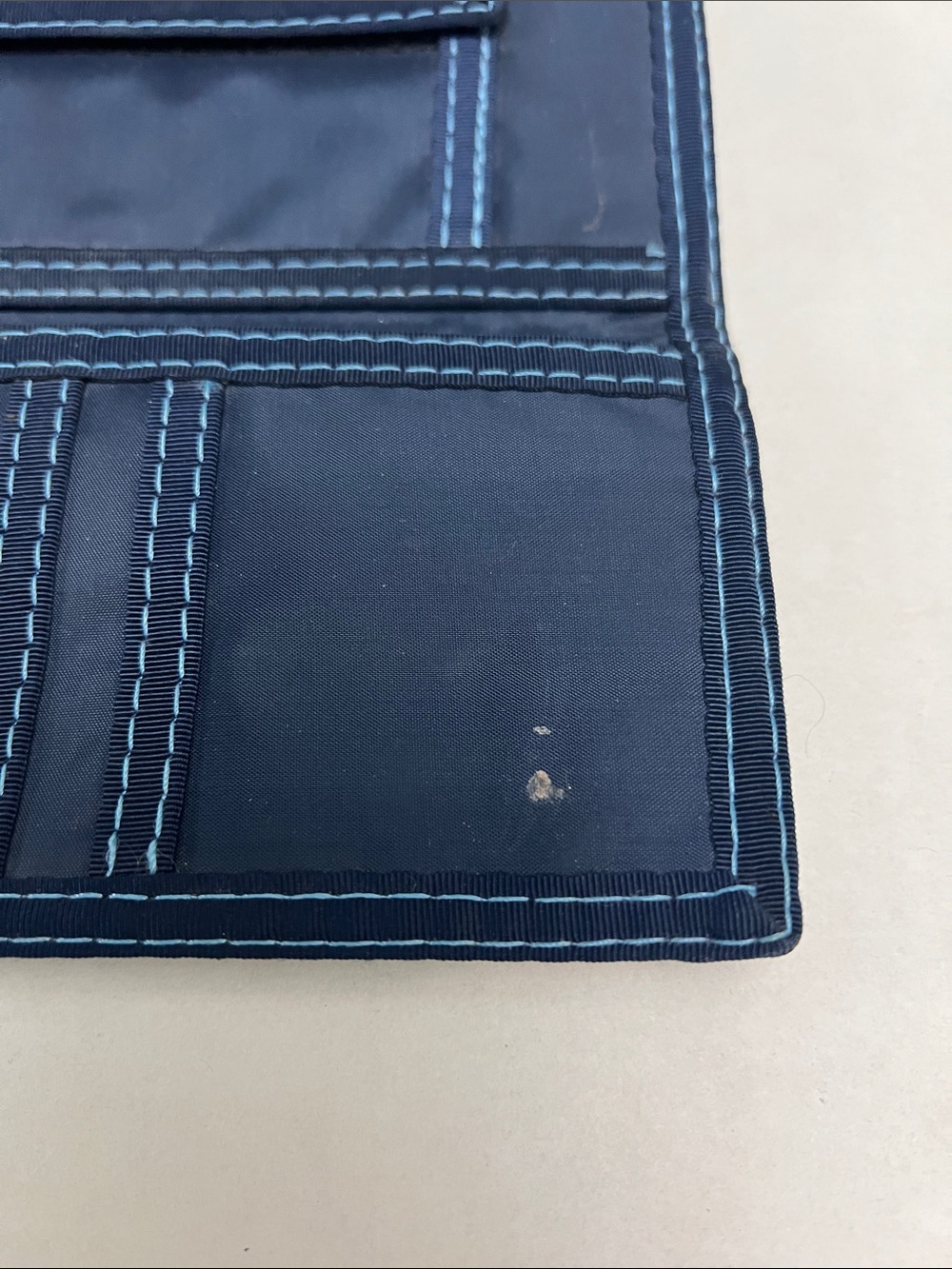 BILLABONG 90’s JEAN TRI-FOLD BOHO FLORAL EMBROIDERED BLUE WALLET VINTAGE - Picture 6 of 12